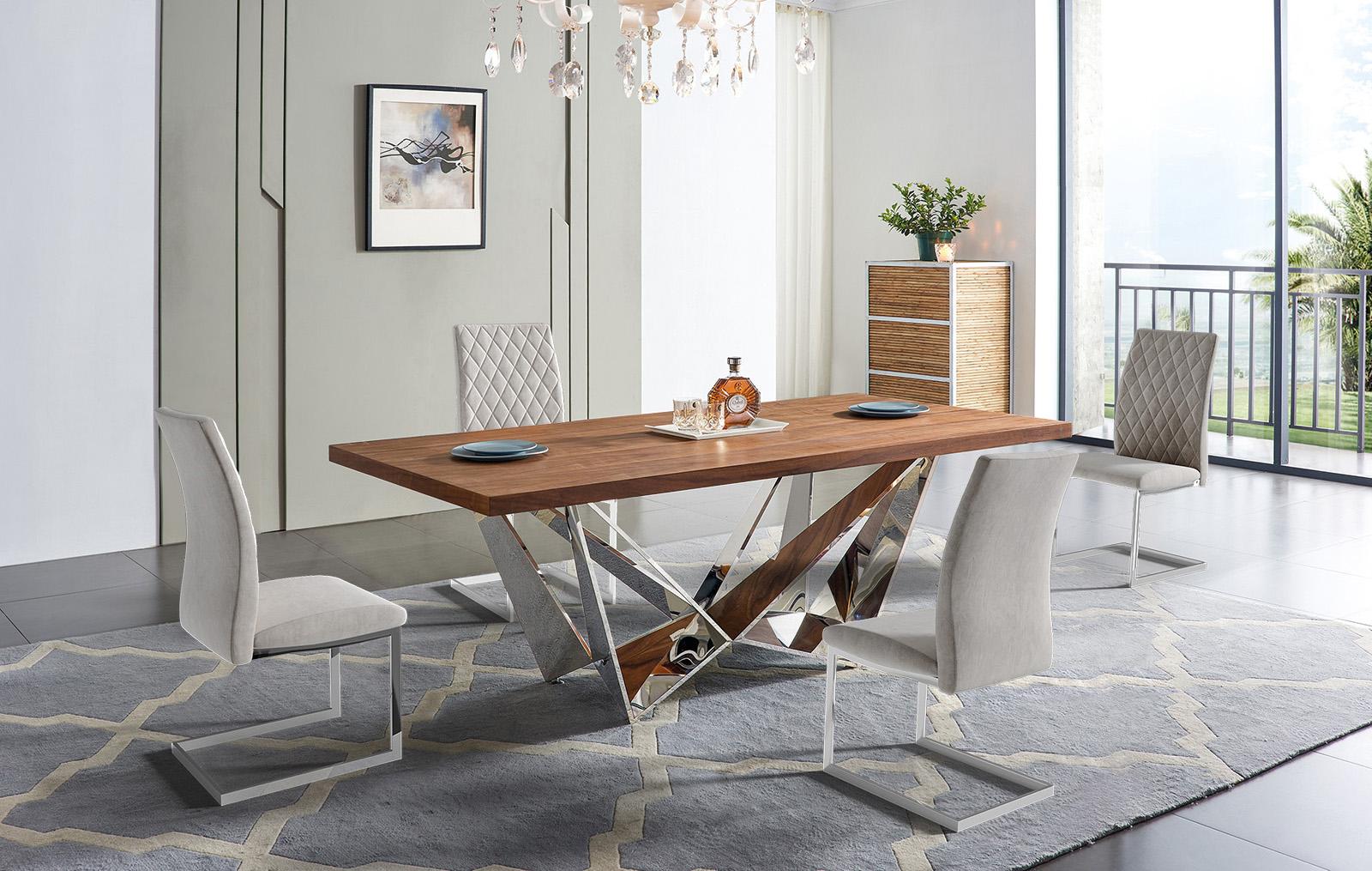 стол и стулья в стиле модерн для кухни
