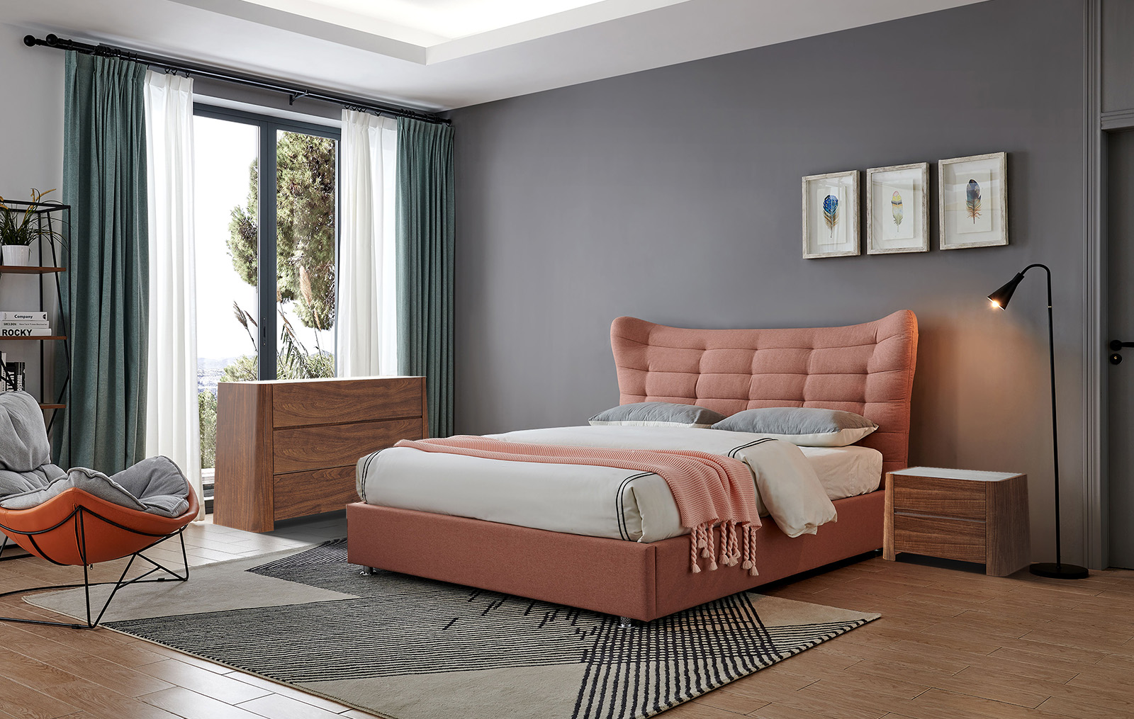 Комплект для спальни Venezia, коралловый/мрамор