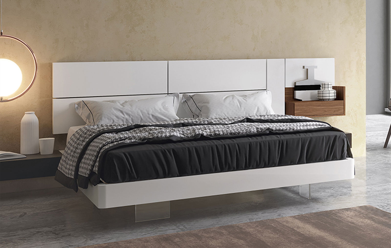 Кровать Infinity Class Meta 193х203 King Size с 1 полочкой (64), белый/графит/орех