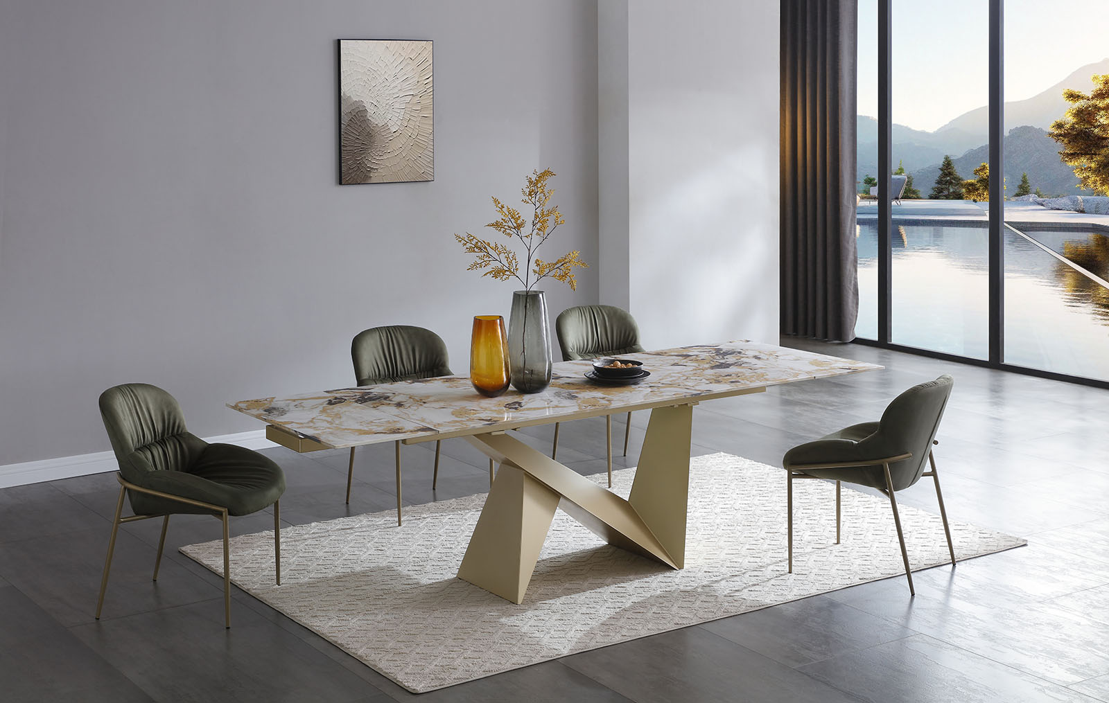 Стол Portofino Champagne + 4 стула Monica