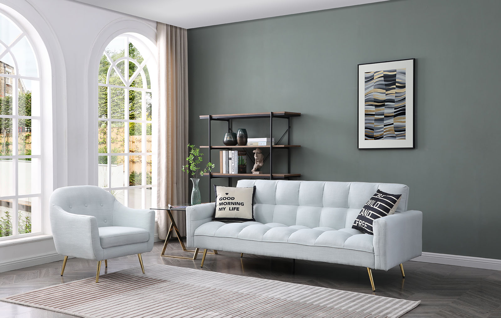 Комплект мягкой мебели Madrid & Carmen, небесно-голубой