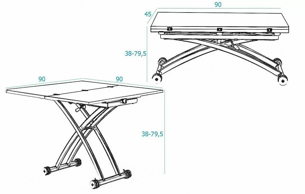 Стол-трансформер Jordan, кофе - фото 4