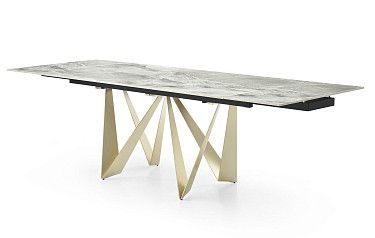 Стол раскладной Wilhelm 160-240, серая керамика/шампань