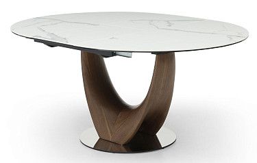 Стол раскладной Daisy 130-170, белая керамика/орех