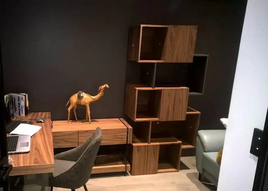 Стеллаж Palo Walnut, орех/серая полка - фото 15