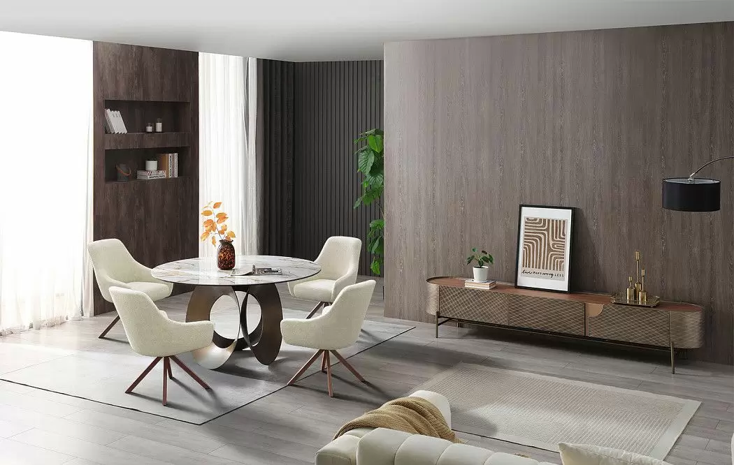 Стол Teodor 135, белая керамика/бронза - фото 6