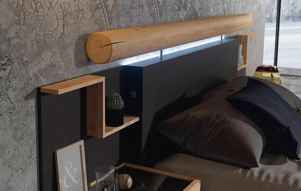 Комплект из кровати Kuffert Class 180x200 и 2х тумб Top, дуб/графит - фото 2