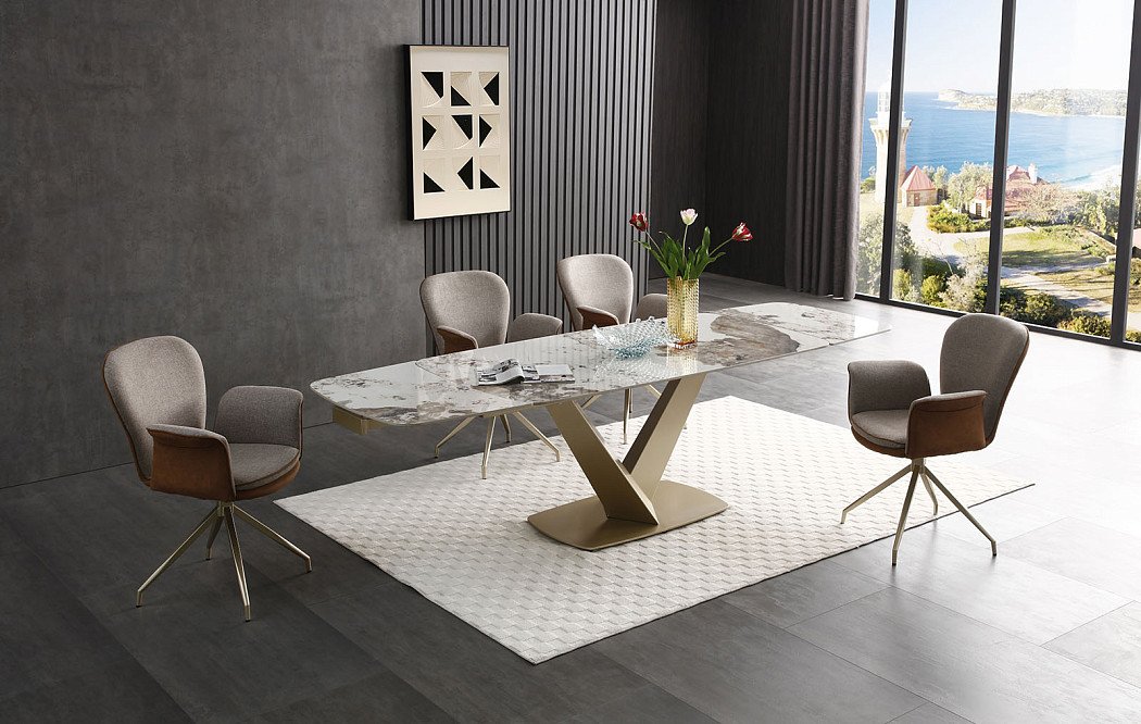 Стол раскладной Victoria 140-200, светлая керамика/шампань - фото 4