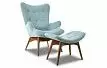 Кресло и оттоманка Contour, мятный голубой/коричневый