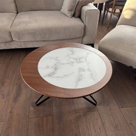 Стол журнальный Nicole (80), орех/керамика
