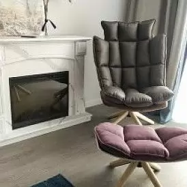 Кресло и оттоманка в стиле Husk, бирюзовый