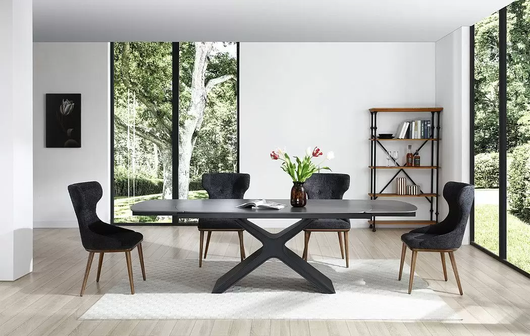 Стол Charlotta + 4 стула Augusta графит - фото 3