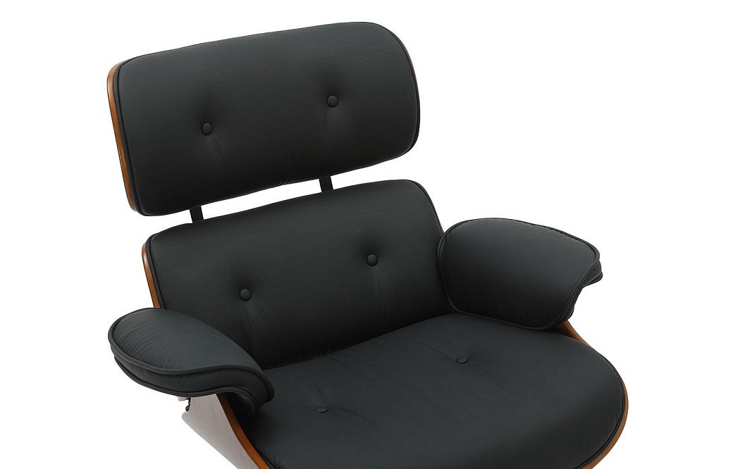 Комплект кресло и оттоманка Eames Lounge, черный/орех - фото 7