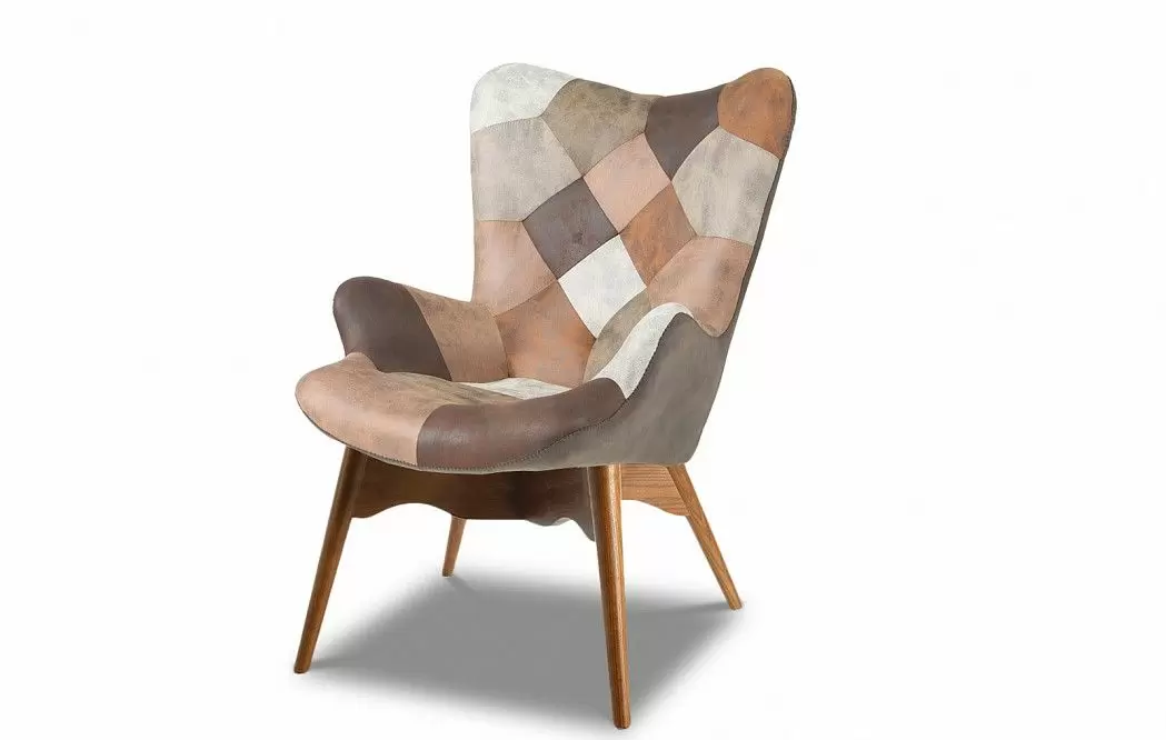 Кресло с оттоманкой Contour, коричневый пэчворк/коричневый - фото 4
