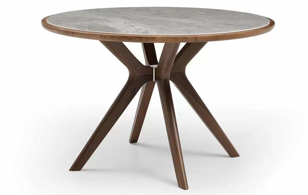 Стол Tango 120, серая керамика/орех