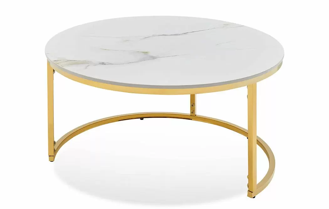 Набор из 2-х столов журнальных Nocturne, белая керамика/золото - фото 5