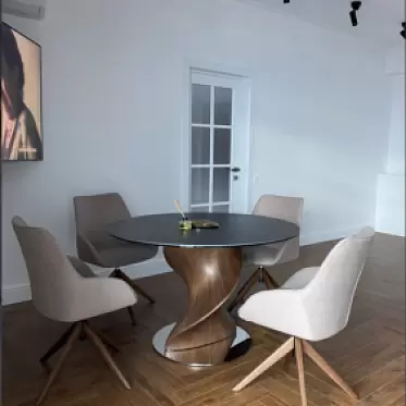 Стол Niagara 120, черная керамика/орех, стул Sheryl