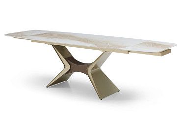 Стол раскладной Richard 180-270, бежевая керамика/шампань