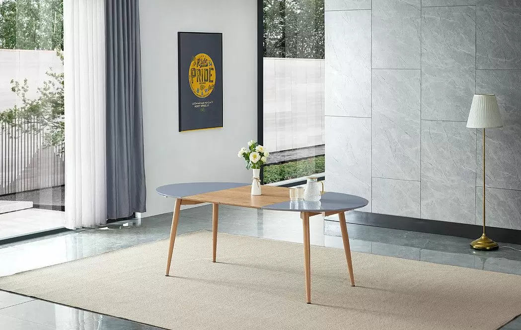 Стол раскладной Margaret 120-200, серый/светлое дерево - фото 5