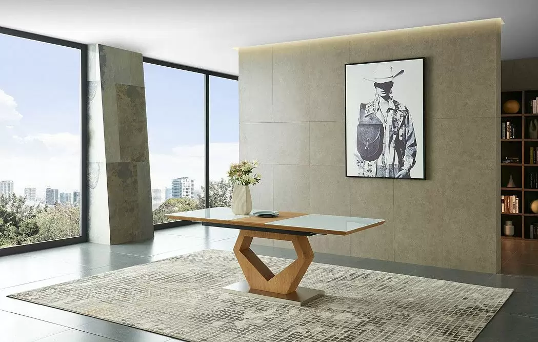 Стол раскладной Diamond 160-200, белый/дуб - фото 4