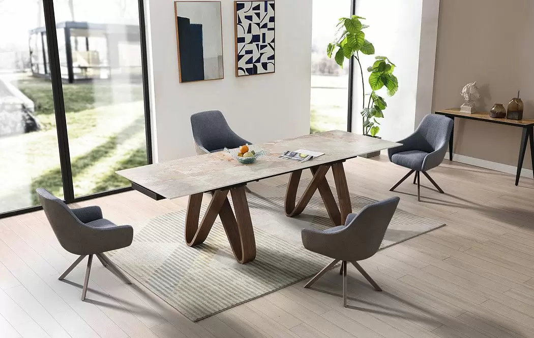 Стол раскладной Lido 180-260, серая керамика/орех - фото 5