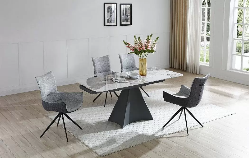 Стол Granada + 4 серых кресла Jess