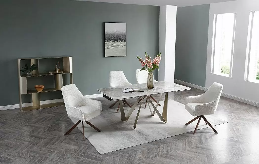 Стол раскладной Wilhelm 160-240, серая керамика/шампань - фото 5