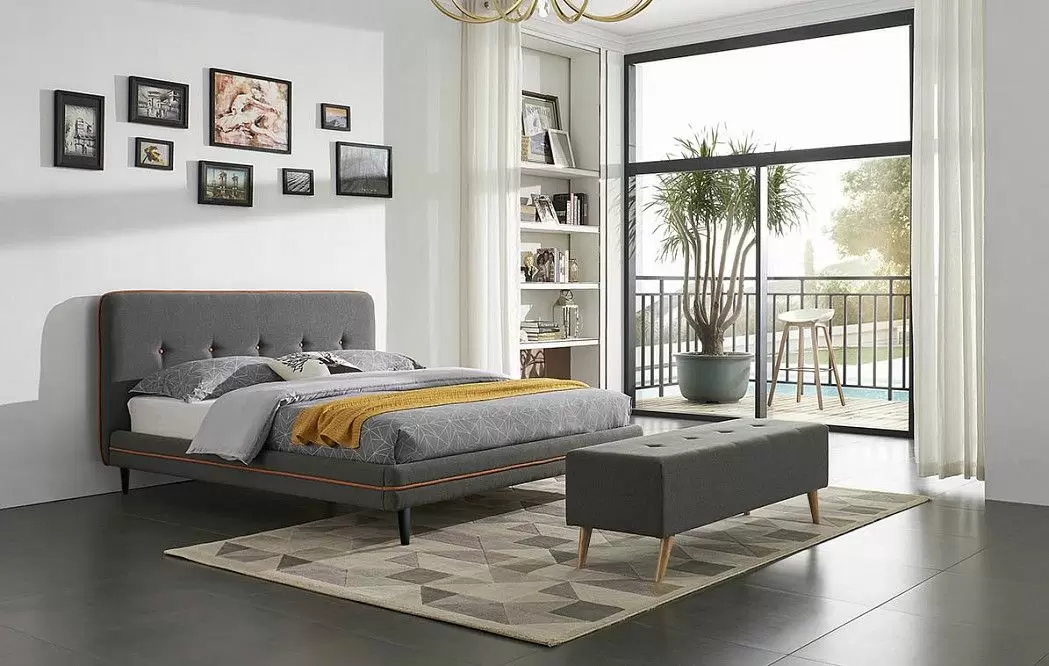 Кровать Madeira, серо-коричневый/черные ножки