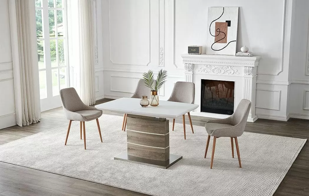 Стол раскладной Arioso Glass (120), белый/дуб - фото 6