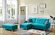 Диван-кровать Riviera угловой левый + оттоманка, бирюзовый цвет