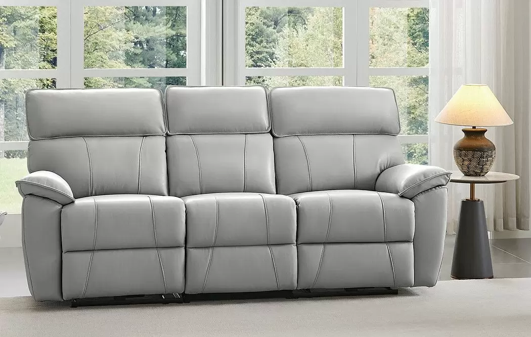 Диван-реклайнер Allison 3-х местный, светло-серый