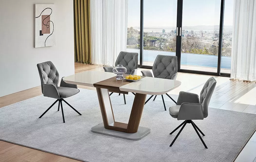 Стол раскладной Ester 160-200, бежевый/коричневый - фото 2