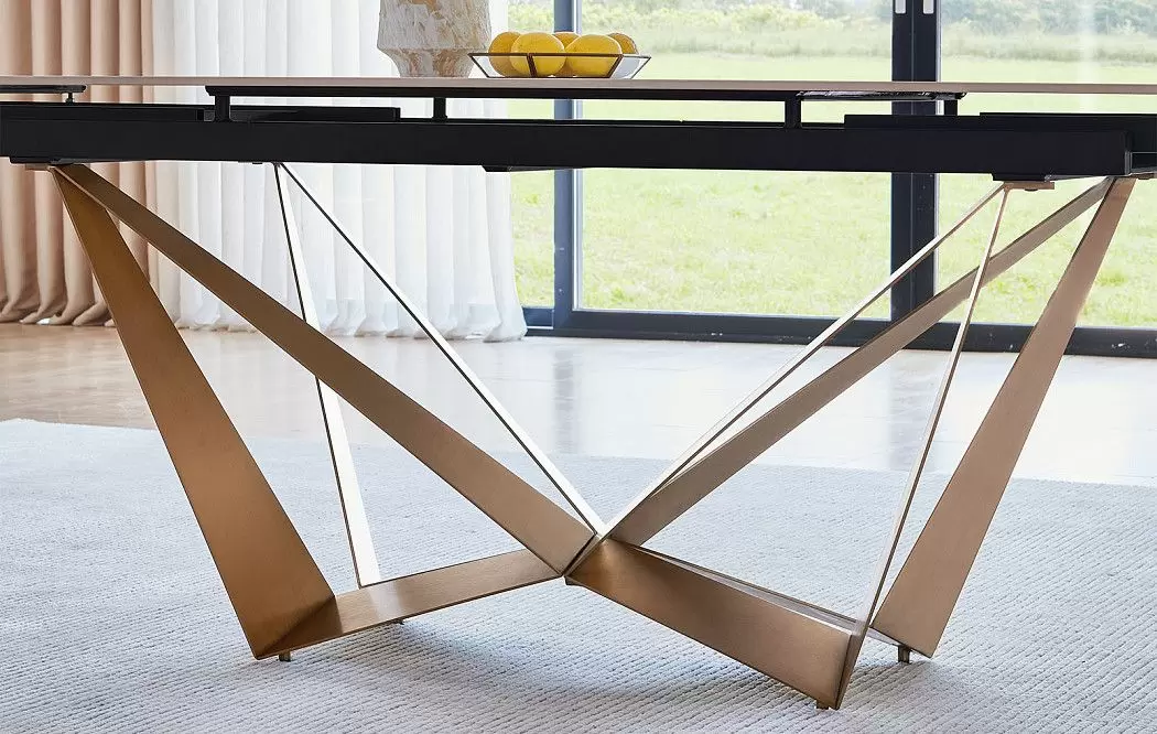 Стол раскладной Magdalena 160-240, белый камень/золото - фото 5