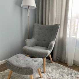 Оттоманка Hygge, темно-бирюзовый/орех