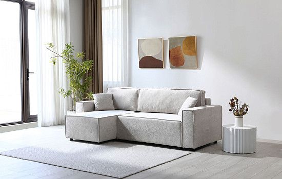 Диван-кровать Gustav угловой (левый), бежевый