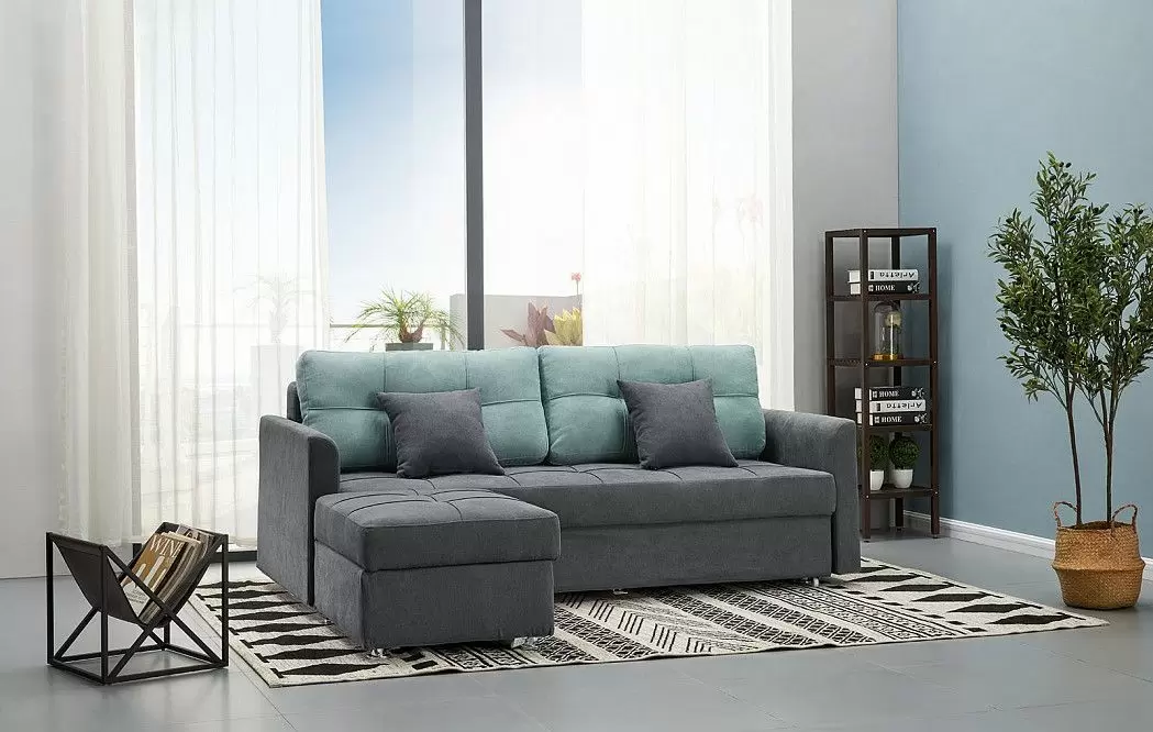 Диван-кровать Jeffrey, цвет темно-серый/мята - фото 3