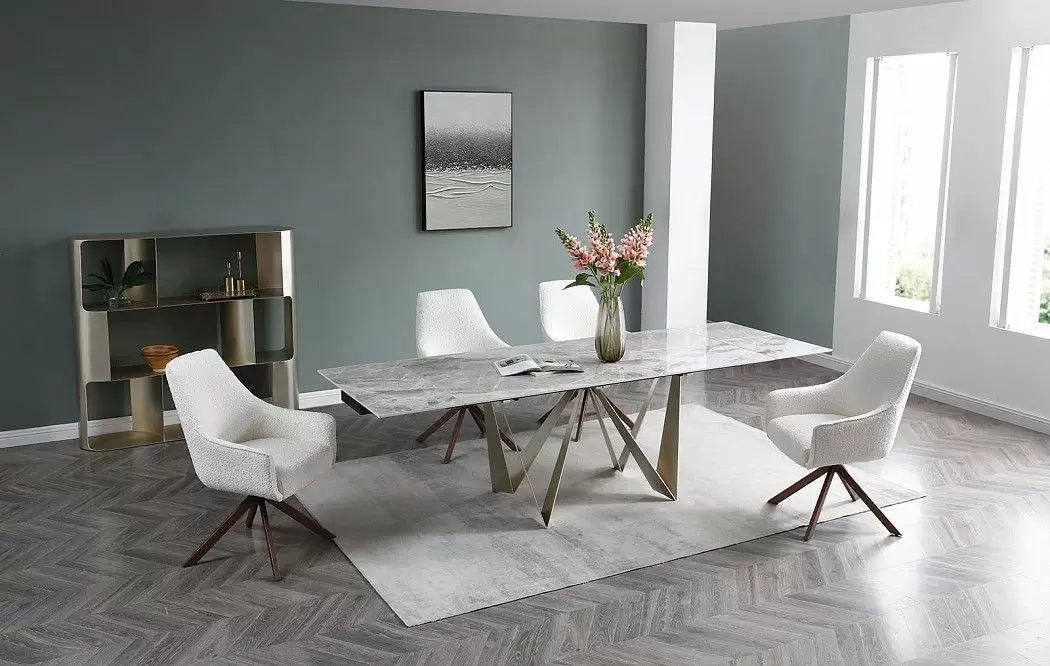 Стол раскладной Wilhelm 180-260, серая керамика/шампань - фото 2