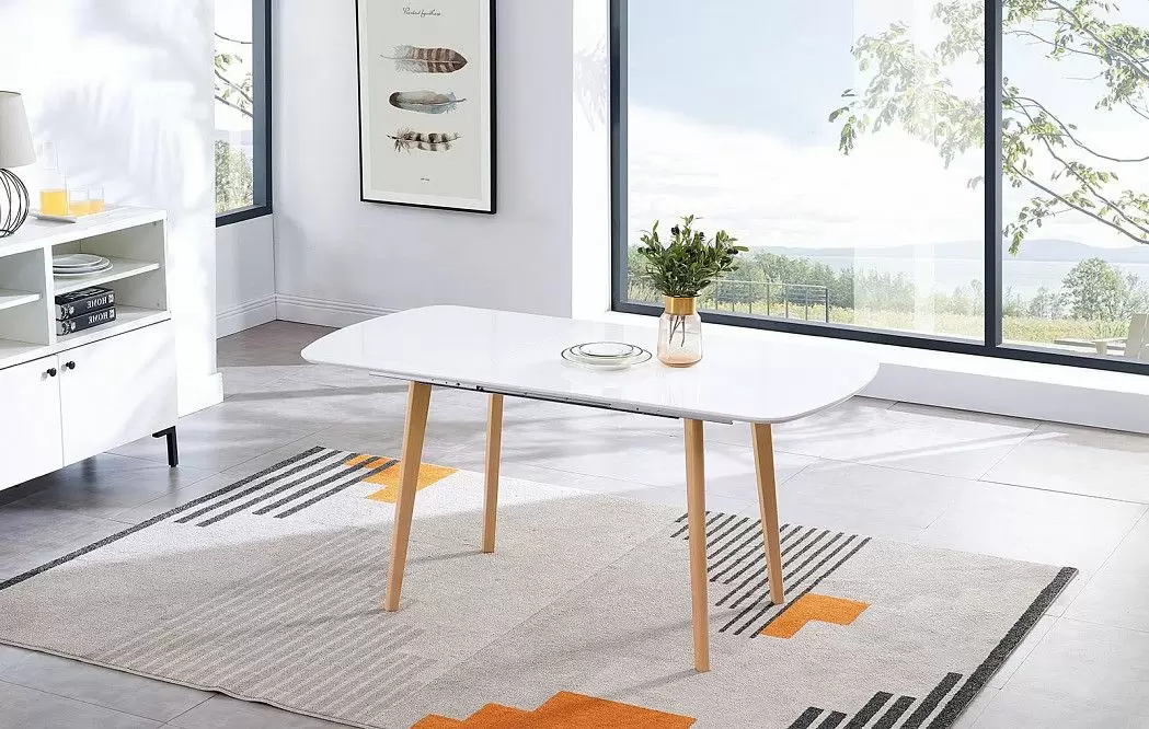 Стол раскладной Ellis 120-160, белый/бук - фото 4