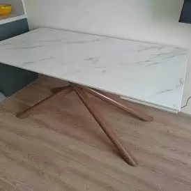 Стол раскладной Ravenna 160-220, белая керамика/орех