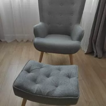 Кресло с оттоманкой Hygge, серый/натуральный