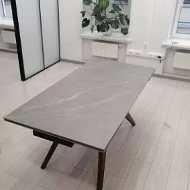 Стол раскладной Valencia 140-200, серая керамика/орех
