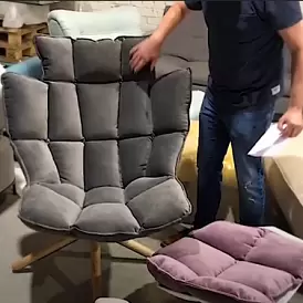 Кресло и оттоманка в стиле Husk, бирюзовый