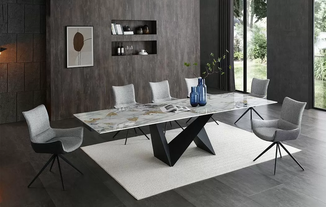 Стол раскладной Portofino Black 180-260, светлая керамика/черный - фото 3