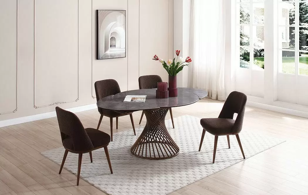 Стол раскладной Tornado Bronze 120-180, серая керамика/бронза - фото 4