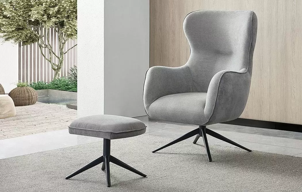 Кресло и оттоманка Lucille, серый