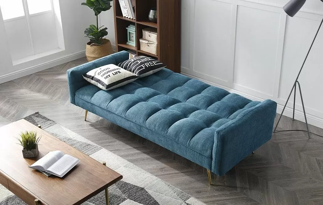 Диван-кровать Madrid, синий/золотые ножки - фото 2