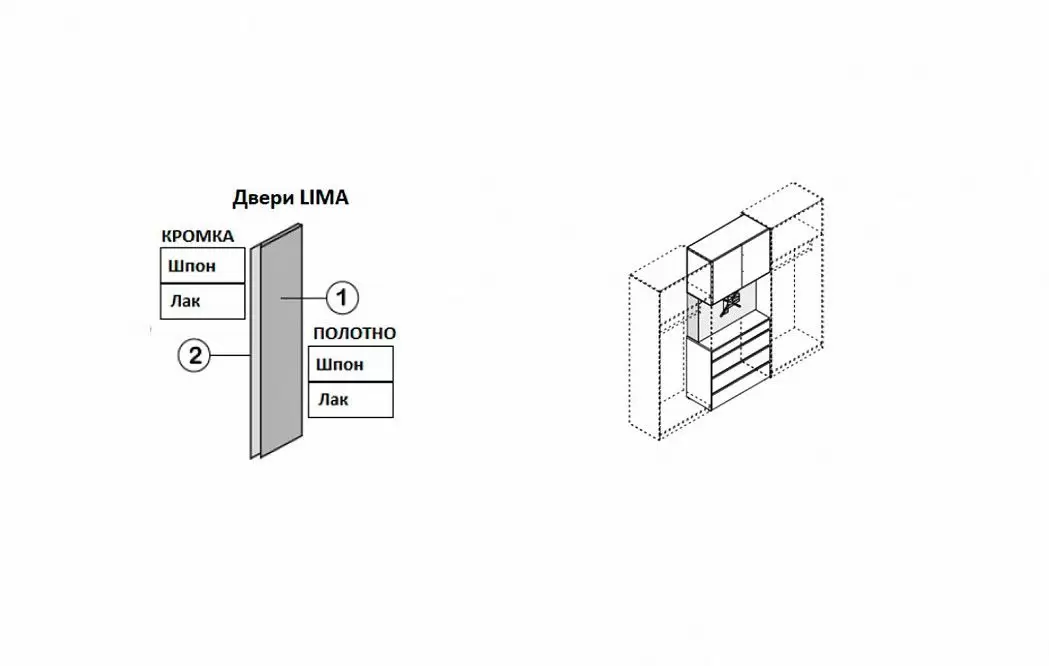 Шкаф LIMA распашной, TV-панелью и ящиками 292 H240, белый/дуб (YM513) - фото 3
