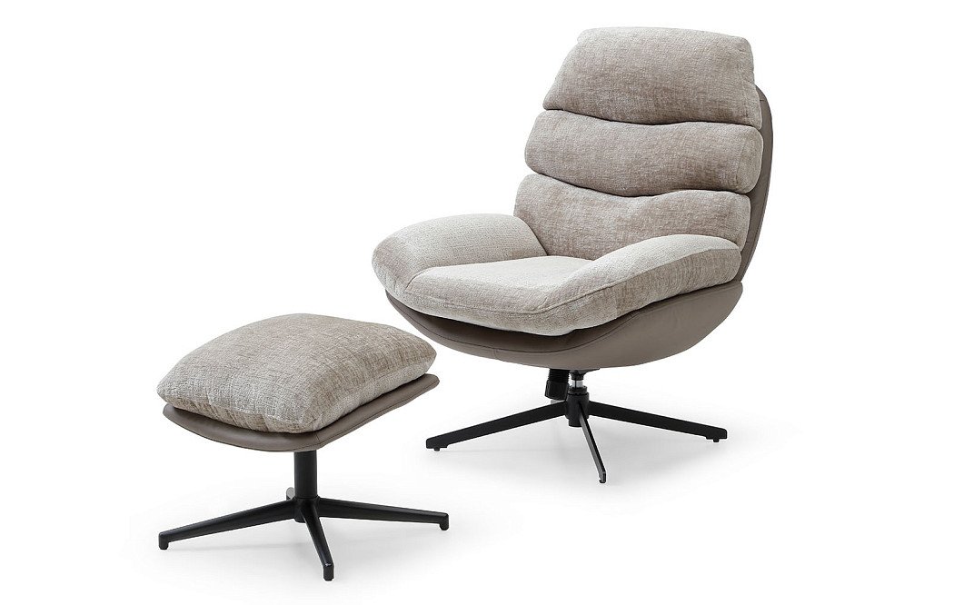 Комплект кресло и оттоманка Dublin, серо-бежевый - фото 3