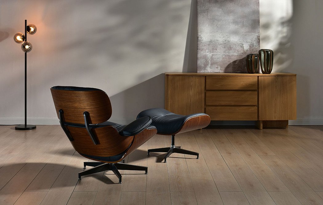 Комплект кресло и оттоманка Eames Lounge, черный/орех - фото 3