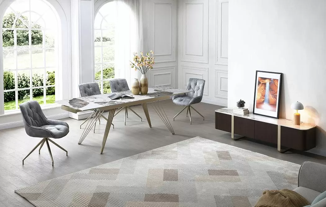 Стол раскладной Parma 160-240, светлая керамика/шампань - фото 15